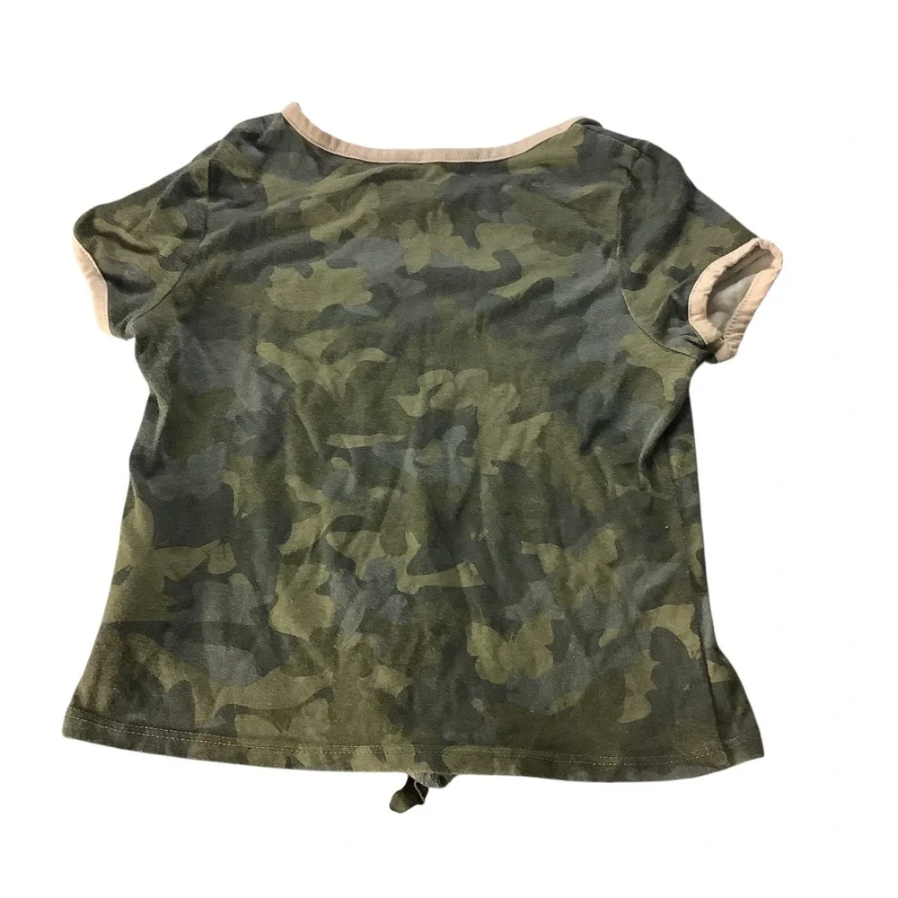 Epic Threads Girls Camo T-Shirt Tie Front‎ Pocket Tee Size 6 Green Crew Neck